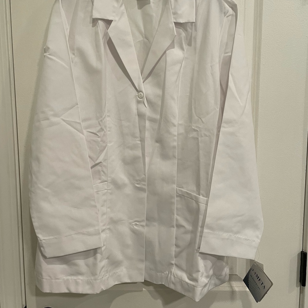 Meta Tapered Waist Lab Coat White NWT White Swan sz 12